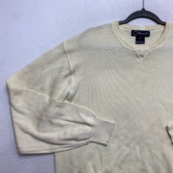 Faconnable Sweater Mens XL Beige Long Sleeve Cotton Crewneck Pullover - Picture 5 of 11